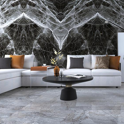 2400x1200mm Brillante onda negra de mármol porcelana 120x240 Brillante suelo de cerámica Terrazzo