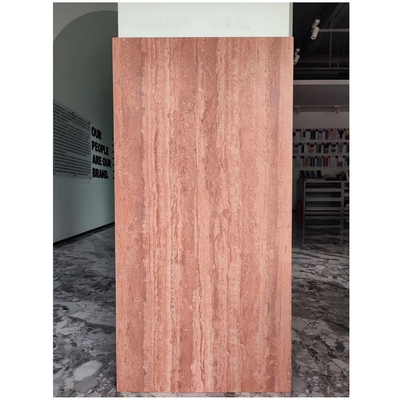 Pisos de porcelana impermeables de salón de alta gama en rojo / rosa Travertino