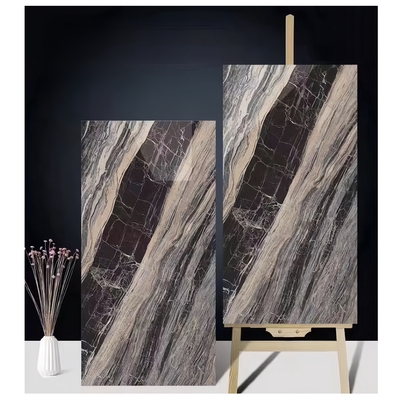 Moderno Negro y oro de las escaleras de azulejos con naranja de fuego de las franjas 600x1200 Brillante ranuras