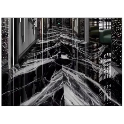 Abstracto marroquí azulejos de porcelana en blanco y negro para piso de baño vitrificado