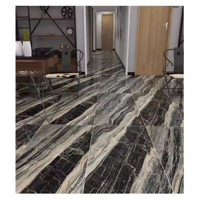 Tejas de porcelana de mármol de color negro blanco y dorado de flores 600x600mm Tejas vidriadas para cocina