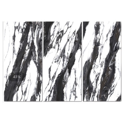 60x120 Tiles de piso de porcelana de piedra blanca y negra brillantes para diseño moderno 50 piezas