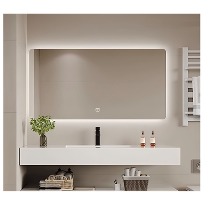 Organizador de escritorio de baño con cuenca de cerámica blanca y material SLABS/SINTERSTONE