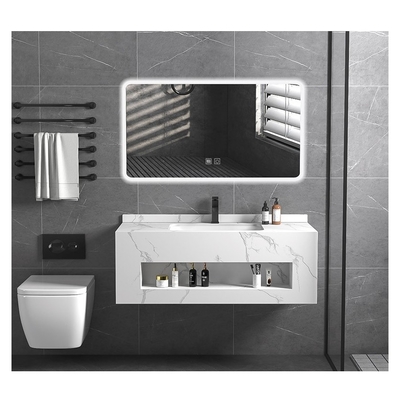 Baño de diseño moderno y sencillo Toilet Vanity con gabinete de espejos de fregadero único en color blanco