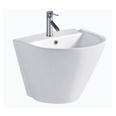 Cuenca de lavado de manos de pedestal de cerámica blanca con diseño decorativo tradicional en Pakistán