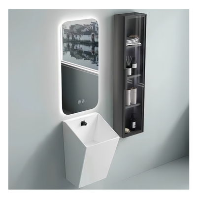 Medio pedestal cerámica de pared colgada baño lavabo para el glaseado ambiental y el hogar