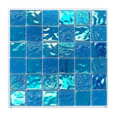 Piscina azul resistente a los ácidos personalizar mosaico cuadrado iridiscente azulejos para piscina moderna