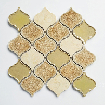 Foshan Color Amarillo Hielo Crackeado Cocina Mosaico Backsplash Cerámica de azulejos para azulejos de pared