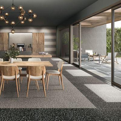 30x30 Tejas de suelo de color cemento negro y blanco para pavimentar azulejos vitrificados