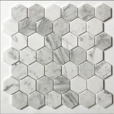 Hexágono Blanco Calacatta Mármol Carrara mosaico azulejos Baño sofisticado Fondo