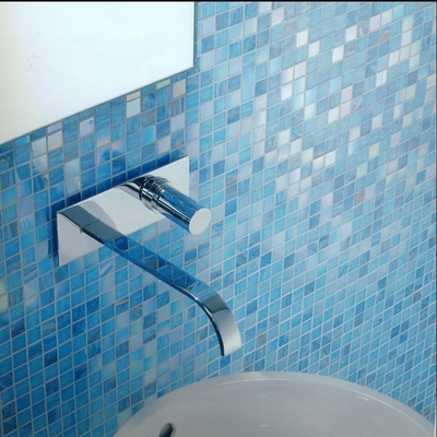 Tejas de mosaico de cristal iridiscente cuadrado de estilo marroquí para cocina y baño de 4 mm de espesor