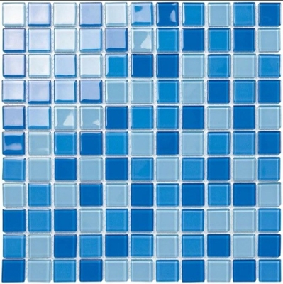 Técnica de azulejos de mosaico de vidrio para paredes y piscinas de vidrio azul