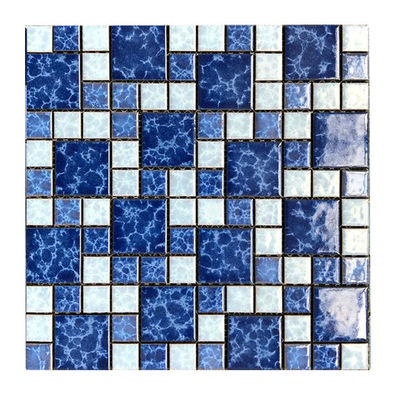 Impresionante azulejo de cristal de onda azul para piscina mosaico azulejos cerámicos / granito