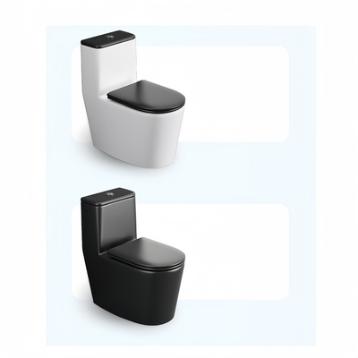 250 mm Cerámica negra mate de piso de doble chapuzón Taza de baño de pie para baño estándar