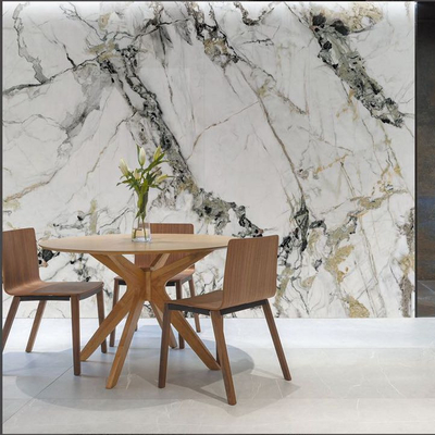 Interior 1200x2700x12mm Estatuario Más Blanco y Gris Vaina Tejas de suelo de mármol vidriado mate pulido