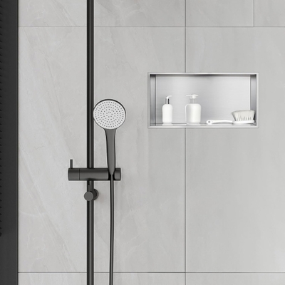 Nicho de pared de doble estantería como Bernkot Nichos de ducha de acero inoxidable para el baño