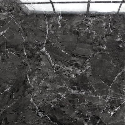 Porcelanato superbrillante de mármol negro porcelana pulida con venas blancas 60 * 60