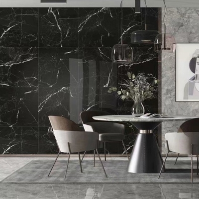 Tejas de porcelana super negras brillantes de 60x120 Imitación de la textura de la piedra / Tejas de cerámica / Granito