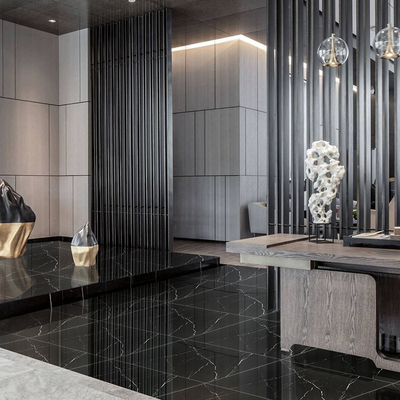 600x600 Tejas de pared de suelo de porcelana en negro con venas blancas Imitación de piedra